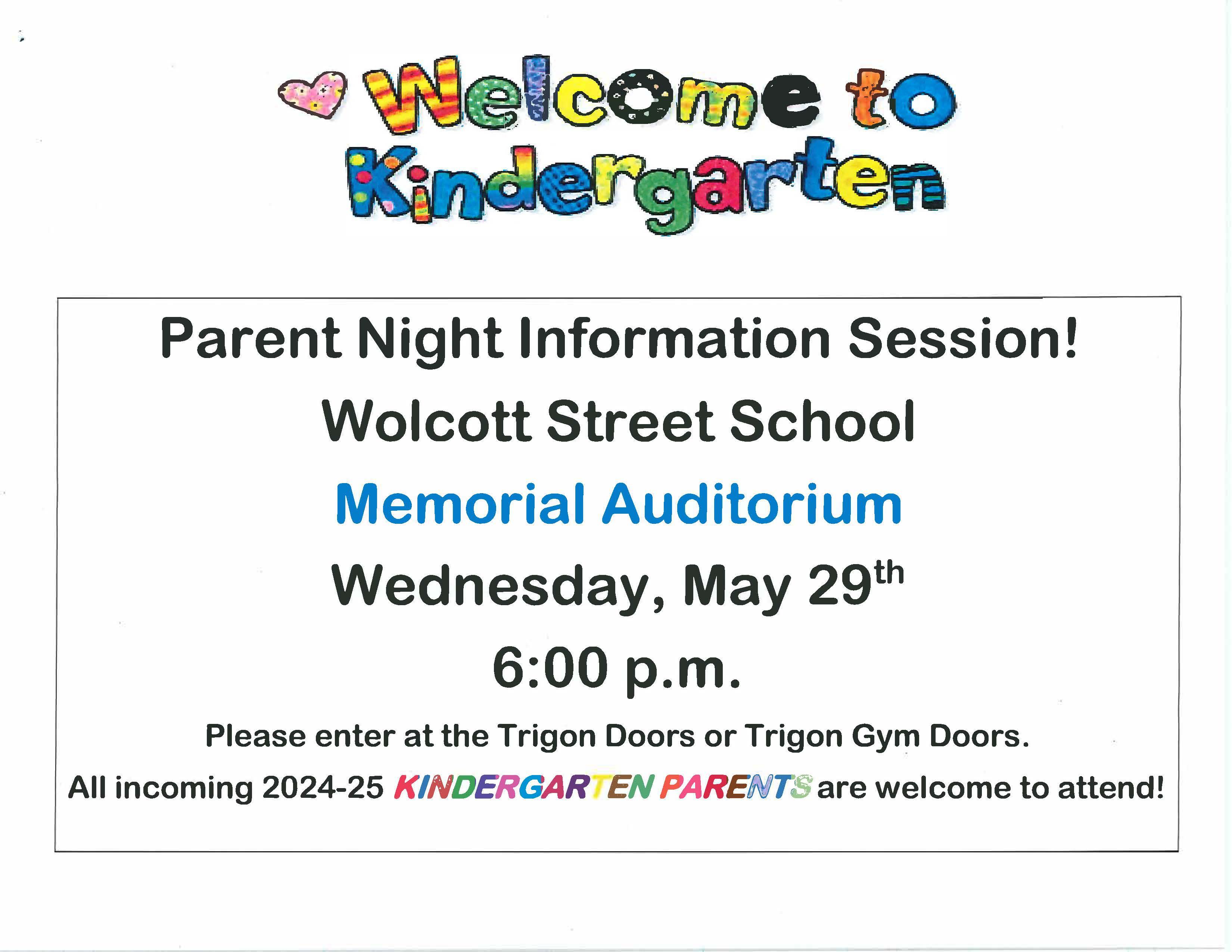 Kindergarten Parent Night Info
